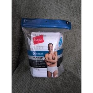 Hanes Men's 8-Pack Best Brief Size L White New In Package Tagless